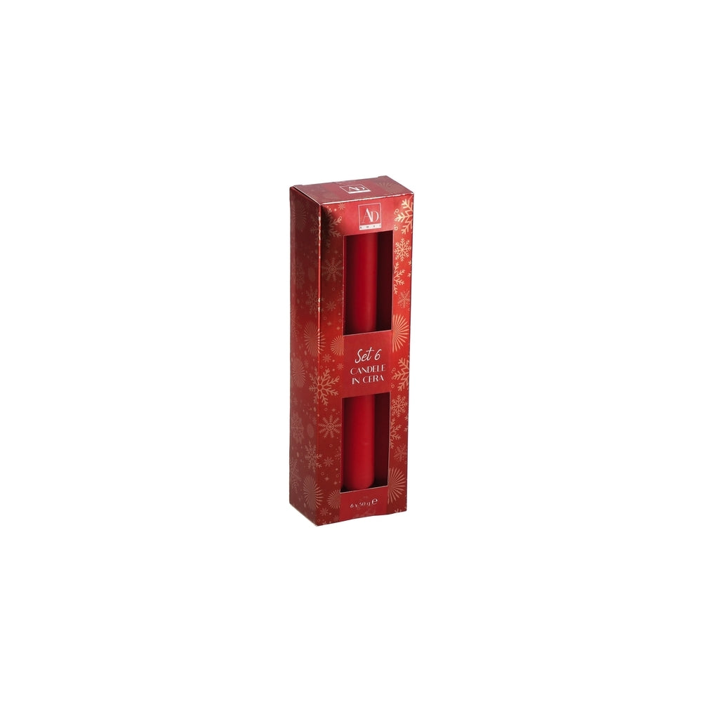 Ad S/6 Christmas Wax Candles 3 Colors Diam2Xh19