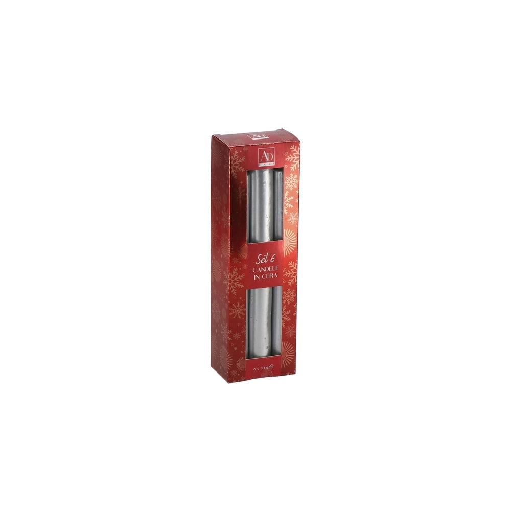 Ad S/6 Christmas Wax Candles 3 Colors Diam2Xh19
