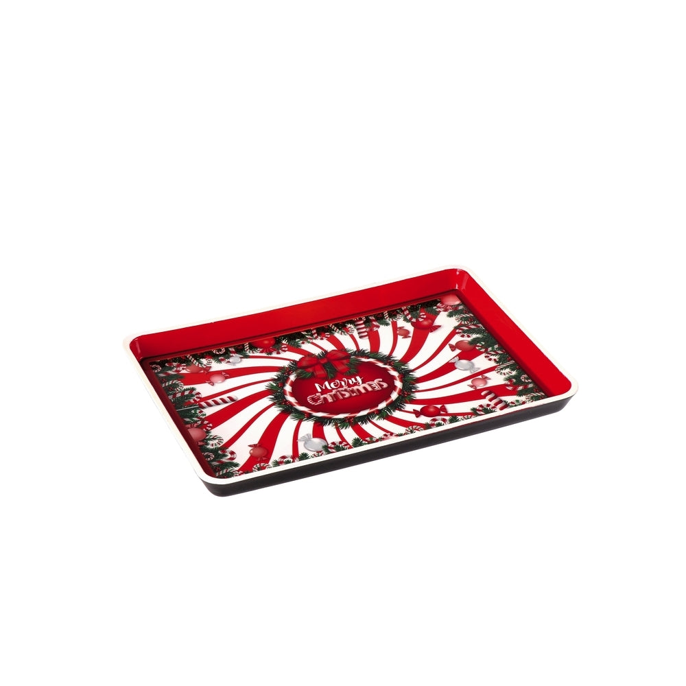 Ad Rectangular Plastic Christmas Tray 6 Decorations 31X21Xh2cm 1 random