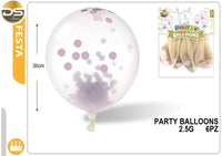 Dz Party 6 Palloncino Trasparente Con Coriandoli 4 Colorazioni