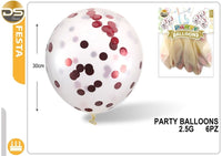 Dz Party 6 Palloncino Trasparente Con Coriandoli 4 Colorazioni