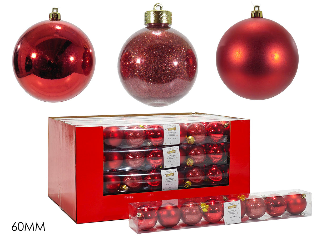 G.Natale Set 8 Palle 60 Mm Rosse Mix