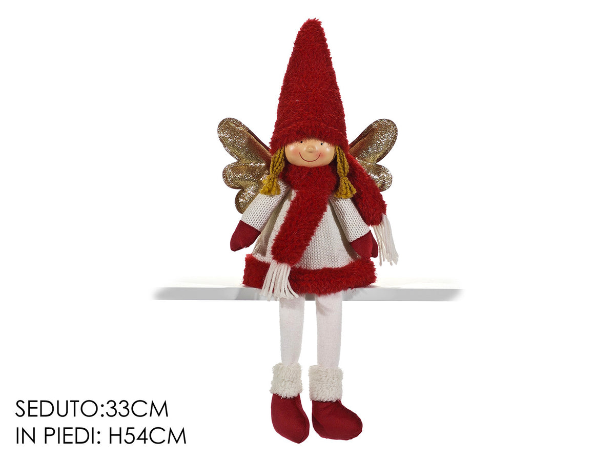 G.Natale Angelo Seduto Pelliccia Rossa H33Cm 2Ass