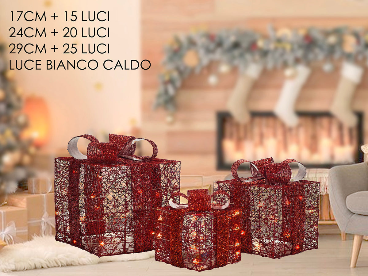G.Natale Set 3 Pacchi C/60 Microled Rosso