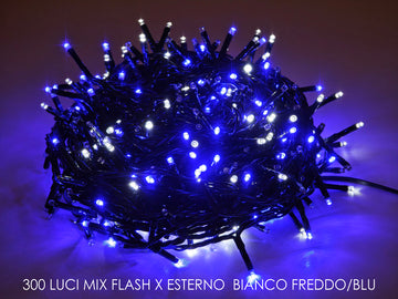 G.Natale 300 Luci Mix Flash X Est. B.Freddo/Blu