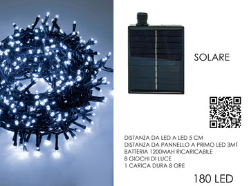 G.Natale 180 Led Solari B.Ghiaccio X Est.Progr