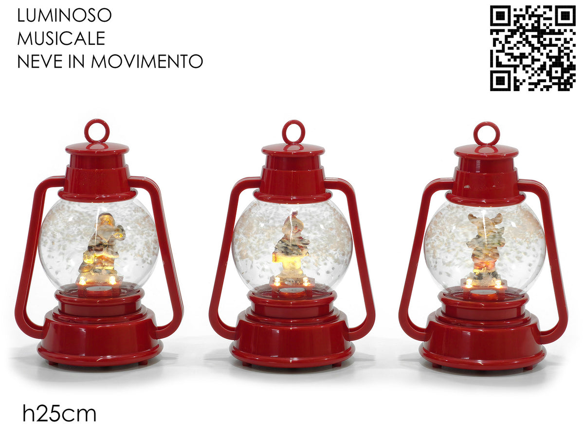 G.Natale Lanterna B/O Lu/Suo/Mov 25Cm Rossa 3Ass