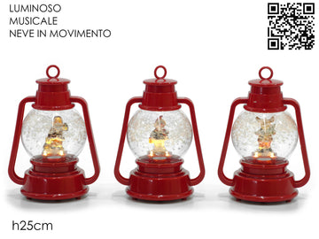 G.Natale Lanterna B/O Lu/Suo/Mov 25Cm Rossa 3Ass