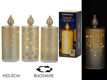 G.Natale Candela H23.5Cm B/O Lu/Mov Oro 3Ass