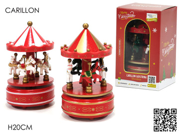 G.Natale Carillon Giostra C/Cavalli H20Cm