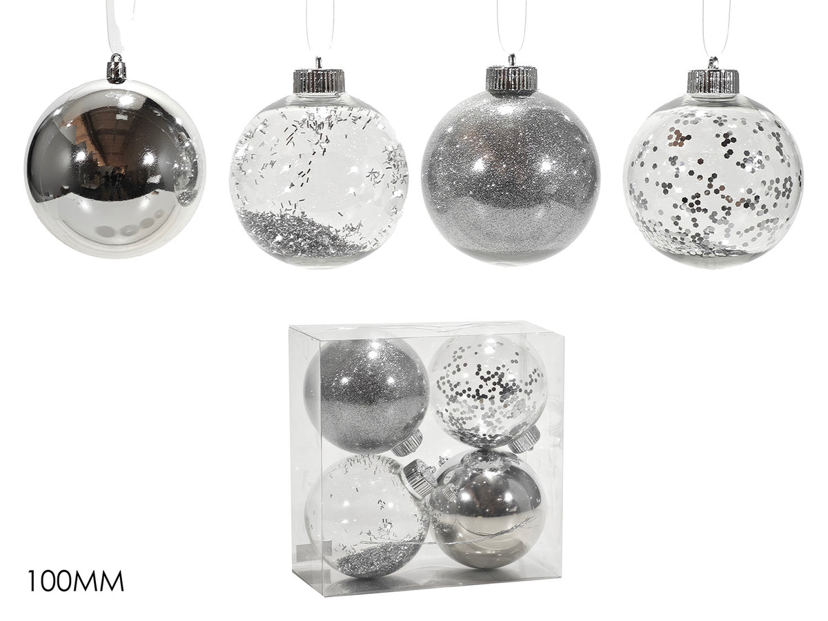 G.Natale Set 4 Palle 100Mm Silver
