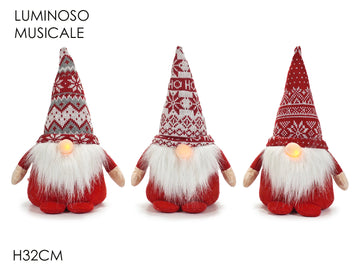 G.Natale Fermaporta Gnomo B/O Lu/Mus 32Cm 3Ass