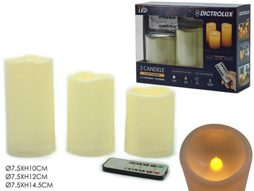 G.Natale Set 3 Candela B/O Led Bianco Timer Tel. Int/Es