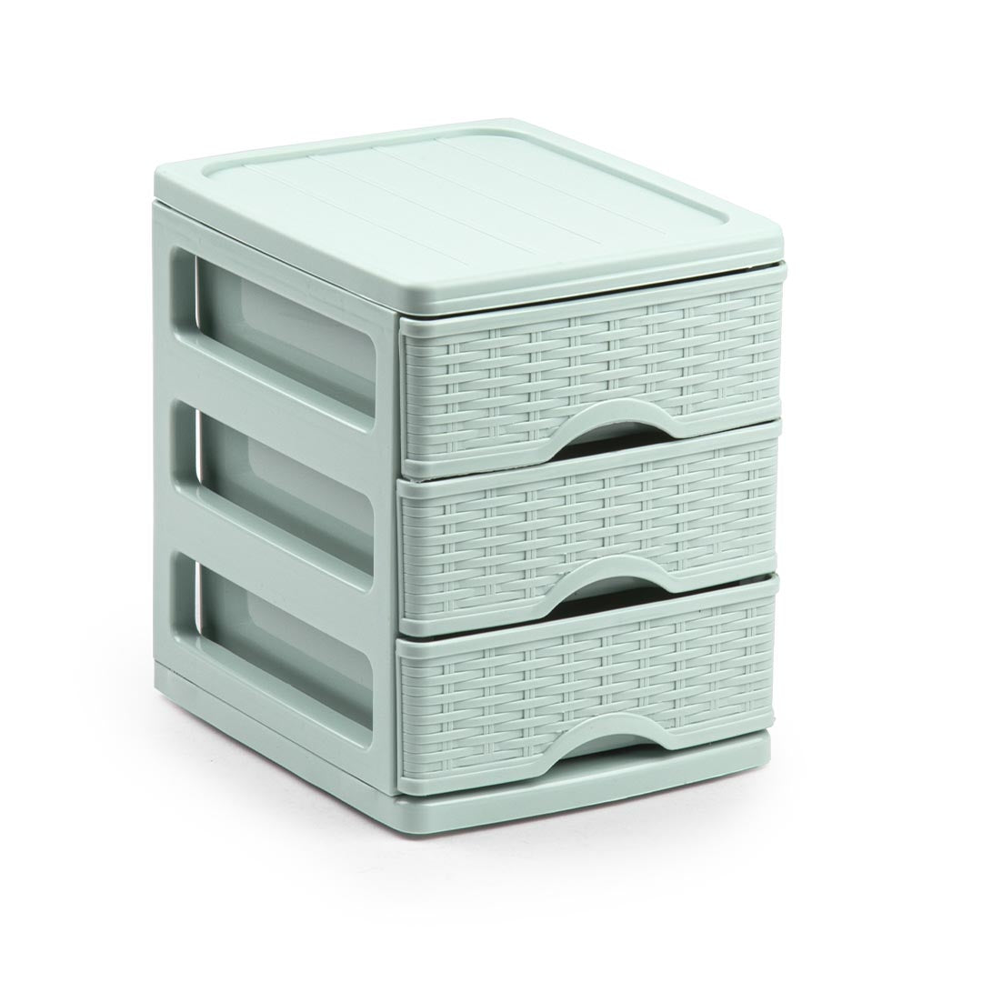 PlasticForte® Cassettiera Turia 3 Cassetti Vimine Vrm