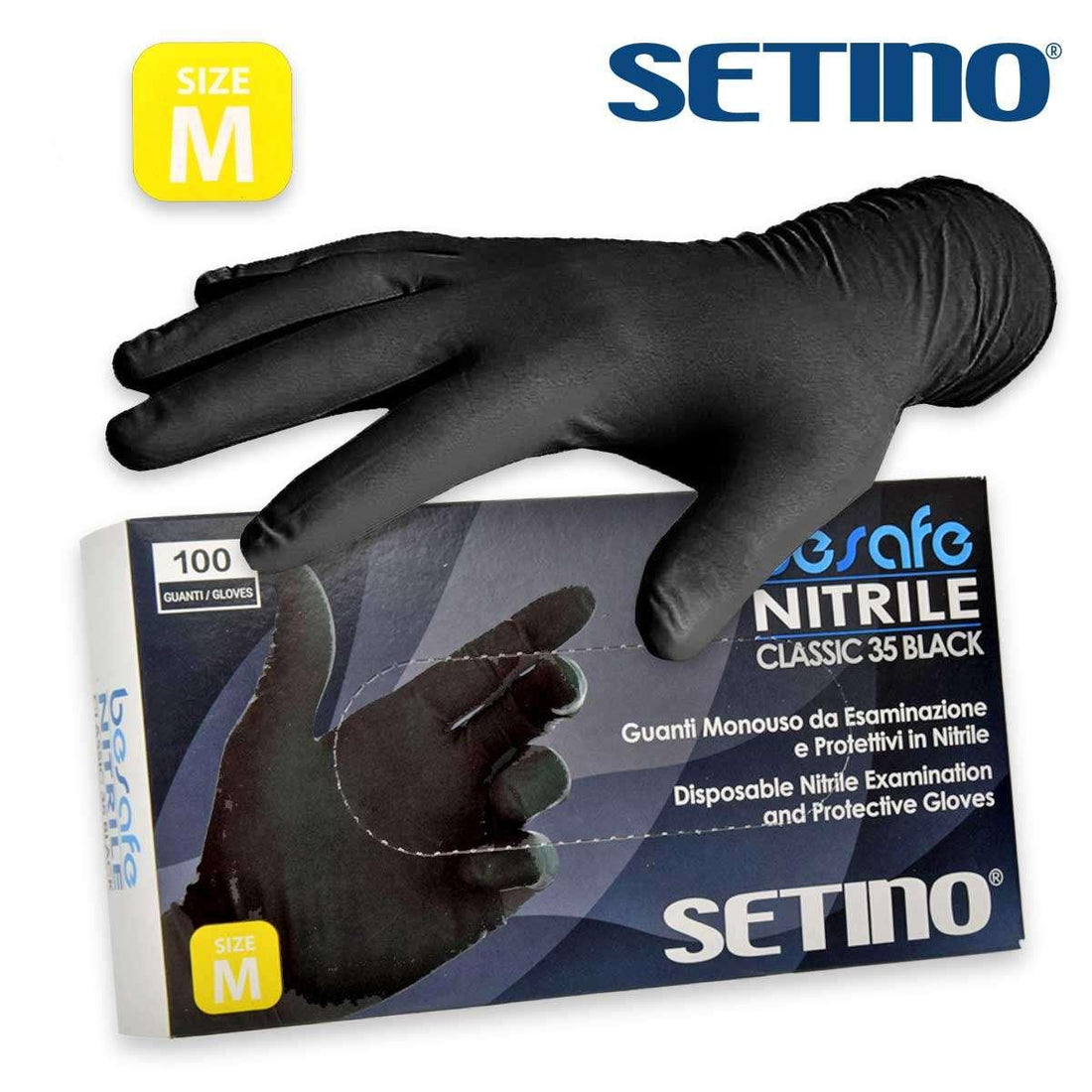 Setino Guanto Monouso In Nitrile Nero Mis.M