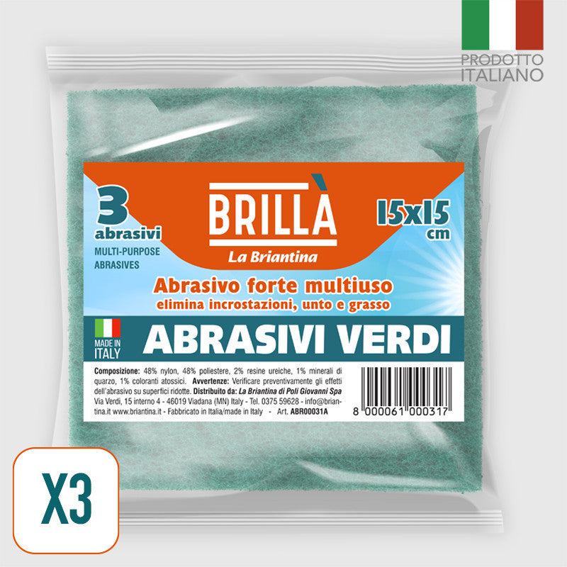 Brillà - Abrasivi Verdi 3Pz 15x15 cm