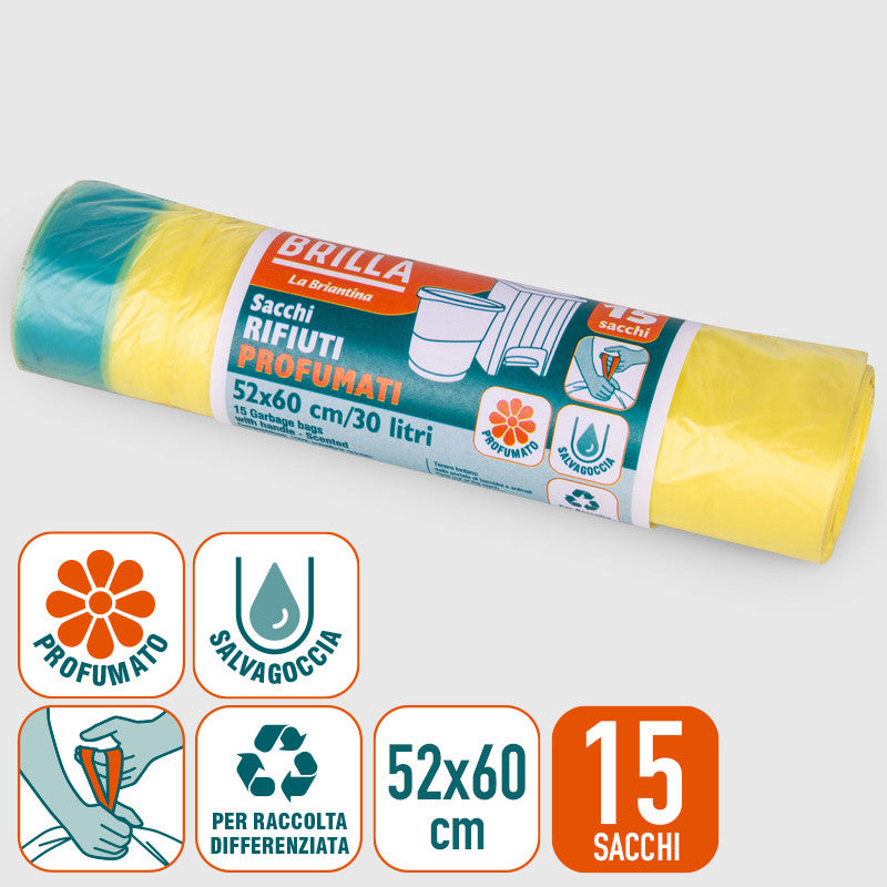 Brillà Scented Dustbin Bags 50X60 15Pcs in Various Colors
