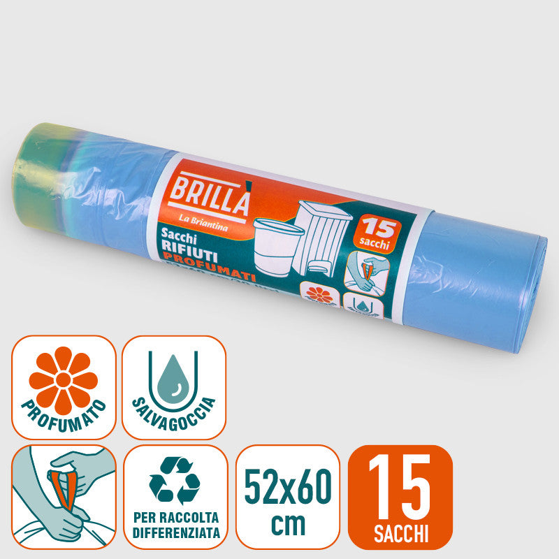 Brillà Scented Dustbin Bags 50X60 15Pcs in Various Colors