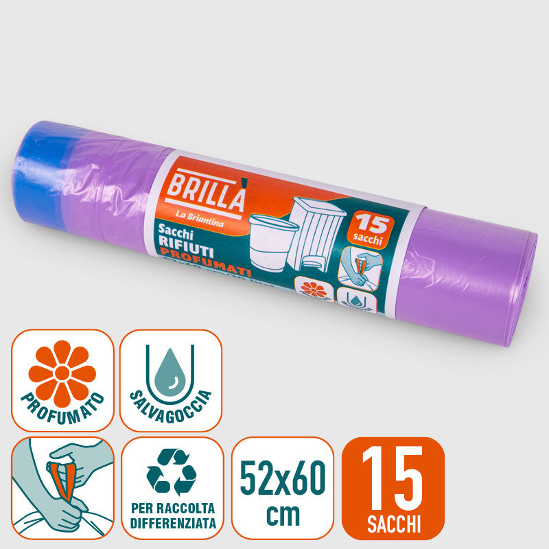 Brillà Scented Dustbin Bags 50X60 15Pcs in Various Colors