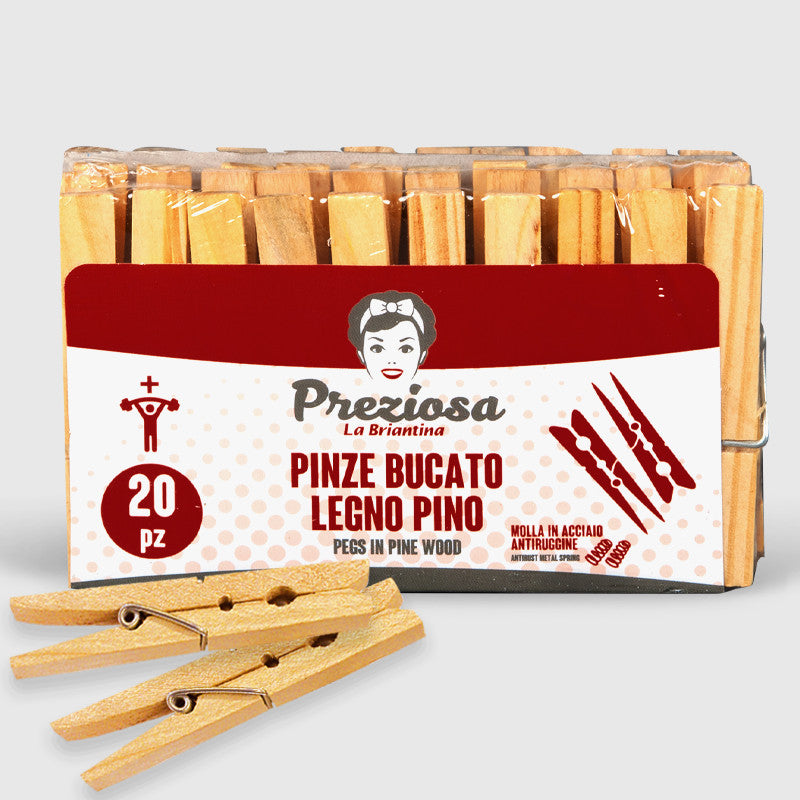 Precious Wooden Laundry Pegs Pine 20Pcs