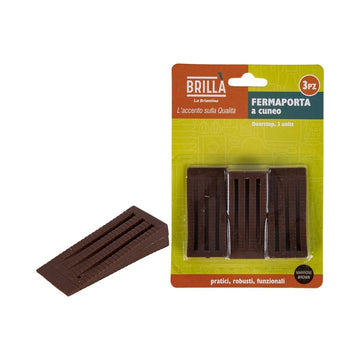 Fermaporta A Cuneo In Plastica Marrone 3Pz