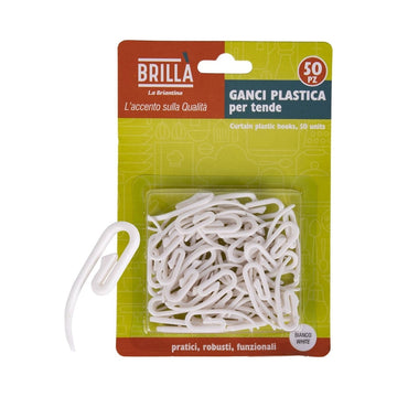 Brilla Ganci In Plastica Bianchi Per Tende 50Pz