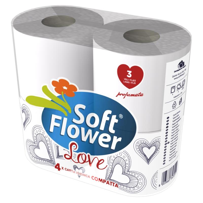 Soft Flower Carta Igienica Compatta Profumata 3Veli 4Rotoli