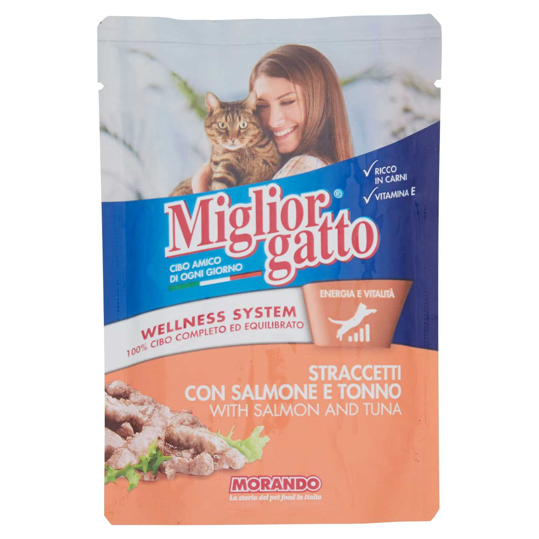 MigliorGatto Pouch Straccetti Salmone E Tonno Gr.100