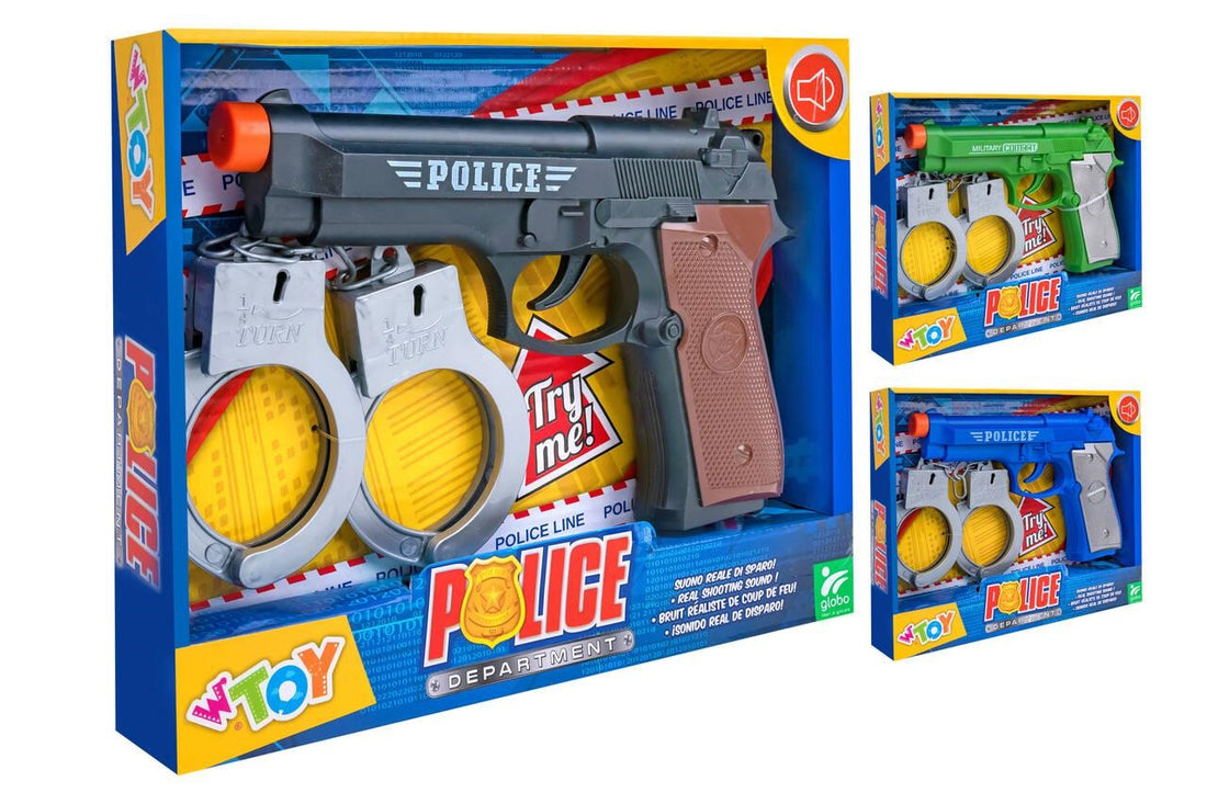 Globo Wtoy Pistola B/O Try Me C/Suoni C/ Manette 3 Col.