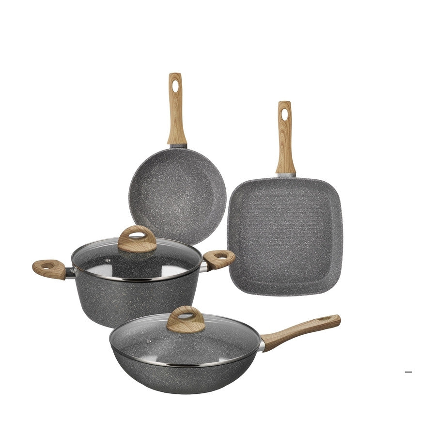 Ad - 6Pcs Non-Stick Stone Cook Induction Battery