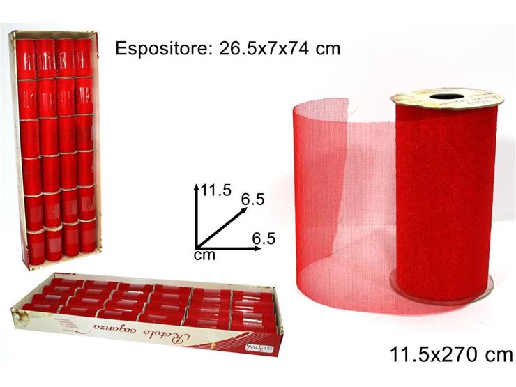 Christmas Rotolo Organza Rosso 11.5X270Cm