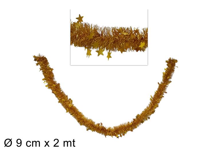 Christmas Filo Addobbo C/Stella 9Cm X2Mt Oro