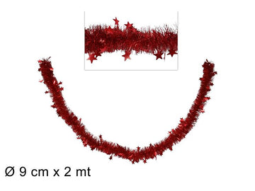 Christmas Filo Addobbo C/Stella 9Cm X2Mt Rosso
