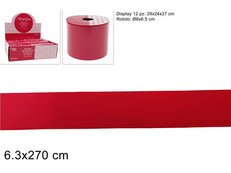 Christmas Nastro Velluto Rosso 6.3X270Cm.
