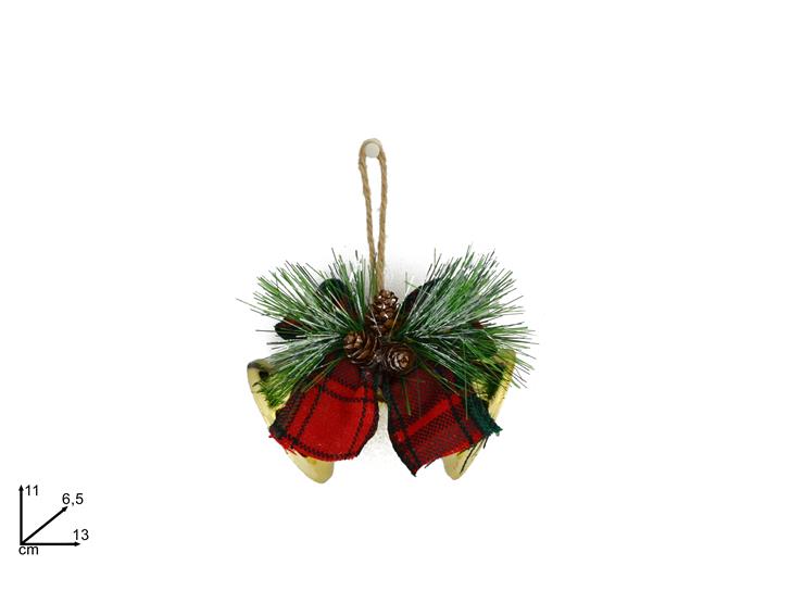 Christmas Campane C/Fiocco Scozzese Rametto