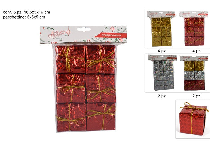 Christmas Pacchettini Regalo Set 6Pz 5Cm 4Ass. Art.Pl18R7001
