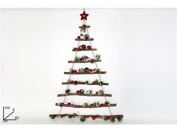 Christmas Dietroporta Albero Di Natale C/Legni Campanelli E