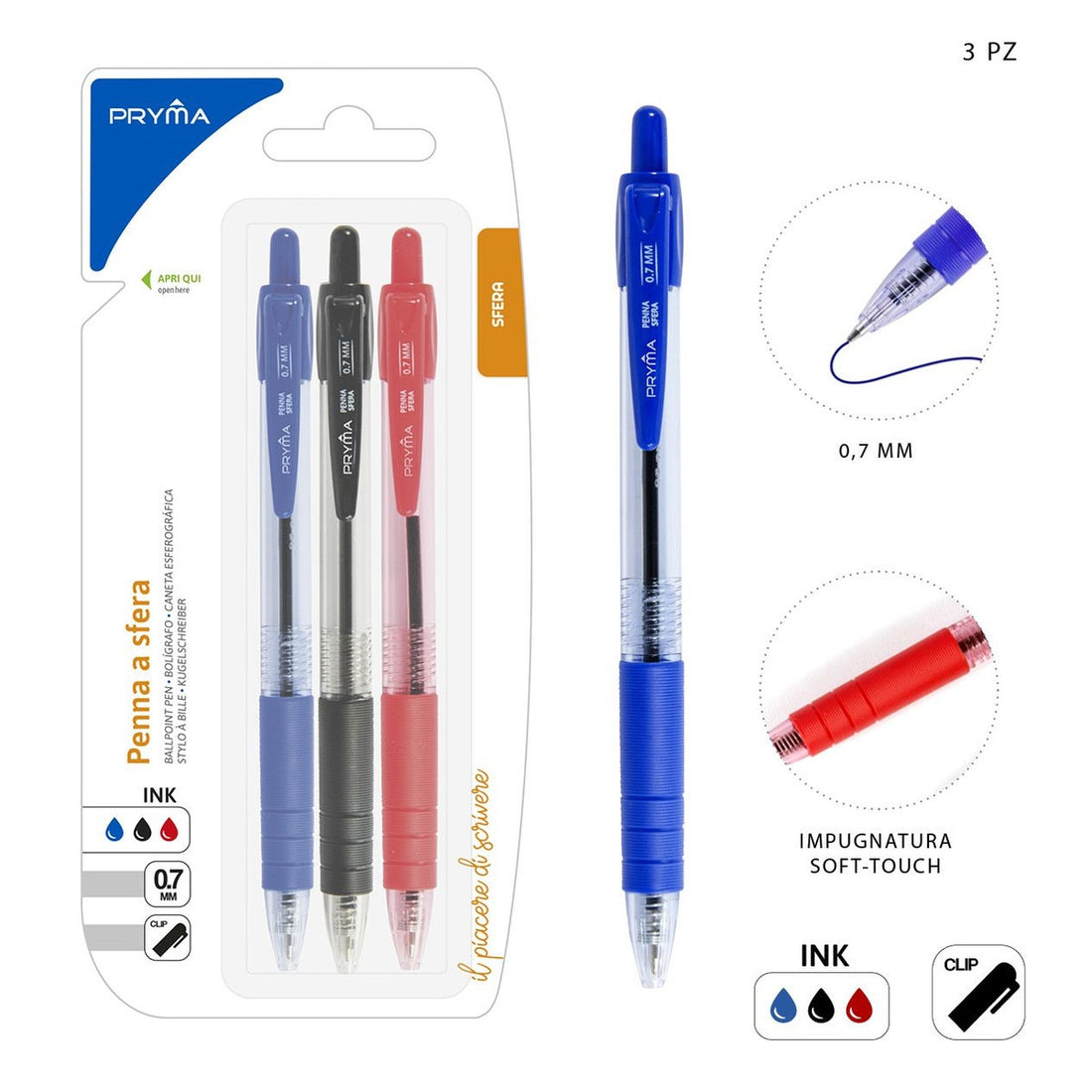 Pryma - Penna Sfera 0.7Mm 3Pz