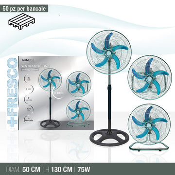 Ab.M Ventilatore In Metallo 4 Pale Piantana Diam.50Cm 80W 3