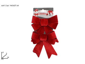 Christmas Fiocco Velluto Rosso 17Cm Set 2 Pz Hj21-1201R-H
