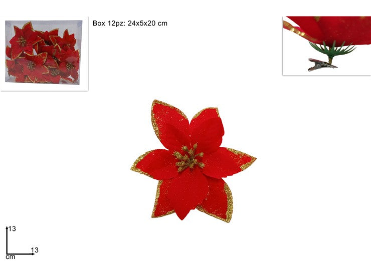 Christmas Stella Di Natale Con Pinzetta 13Cm In Pvc Box Ross