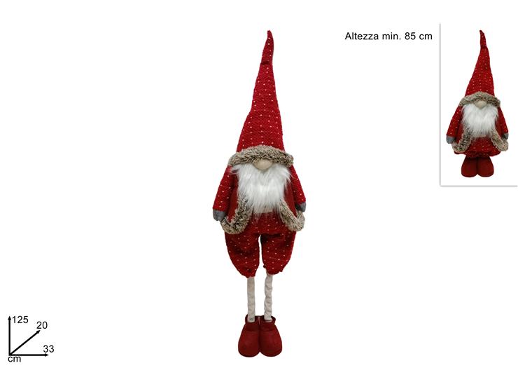 Christmas Gnomo Di Natale 125 Cm Estensibile C/Abito Lana