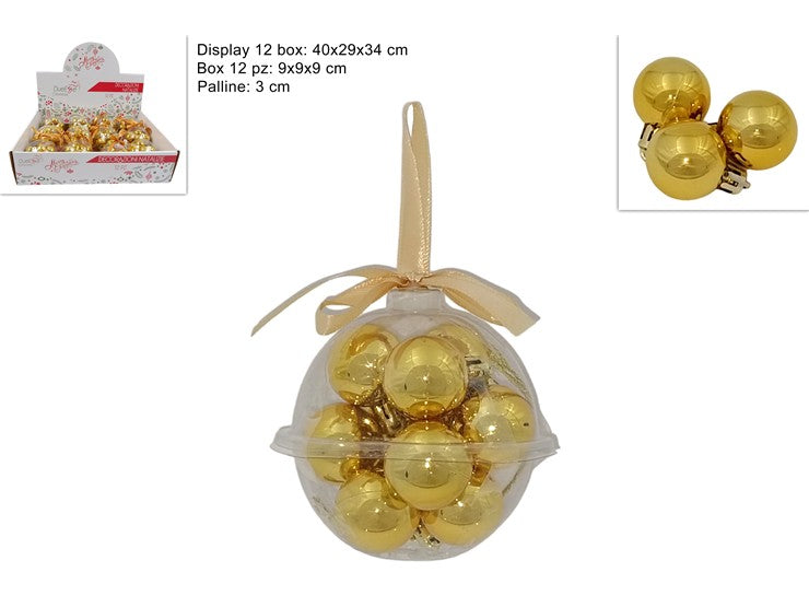 Christmas Palle Lucide 3Cm Oro Set 12Pz