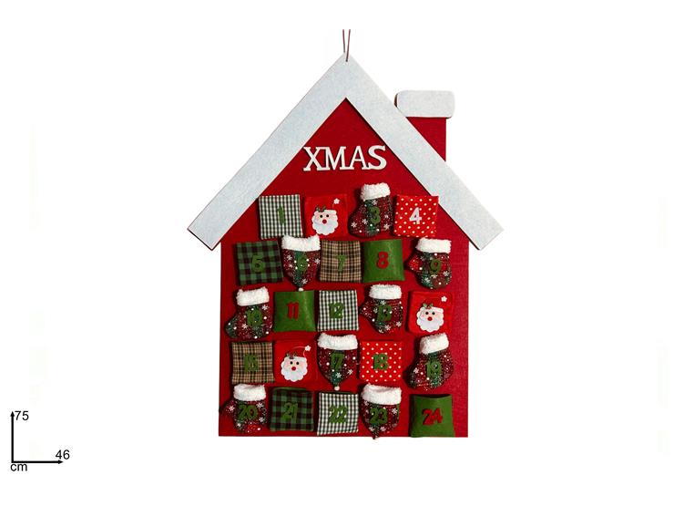 Christmas Appendino Casetta Calendario Avvento Rosso Yq-19Q5