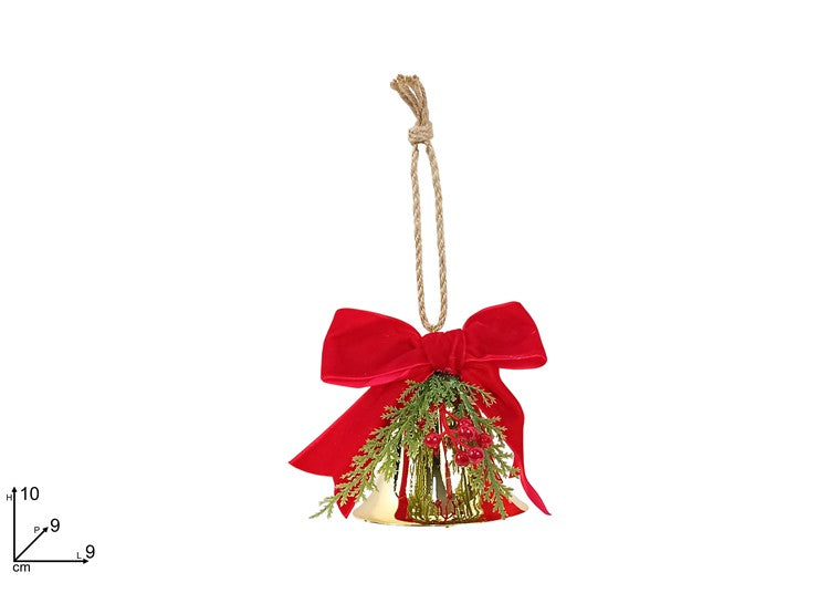 Christmas Appendino C/Campana Oro C/Fiocco Rosso Velluto Fx4