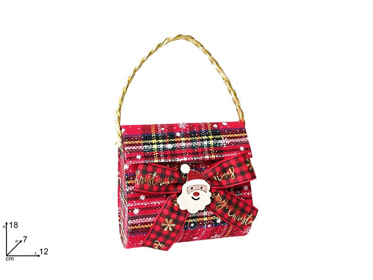 Christmas Borsetta Scatola Regalo Decoro Scozzese 2025041