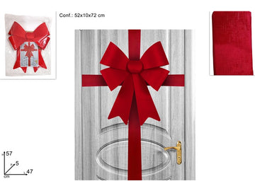 Christmas Fiocco Per Porta Iongresso Velluto Rosso C/Oro