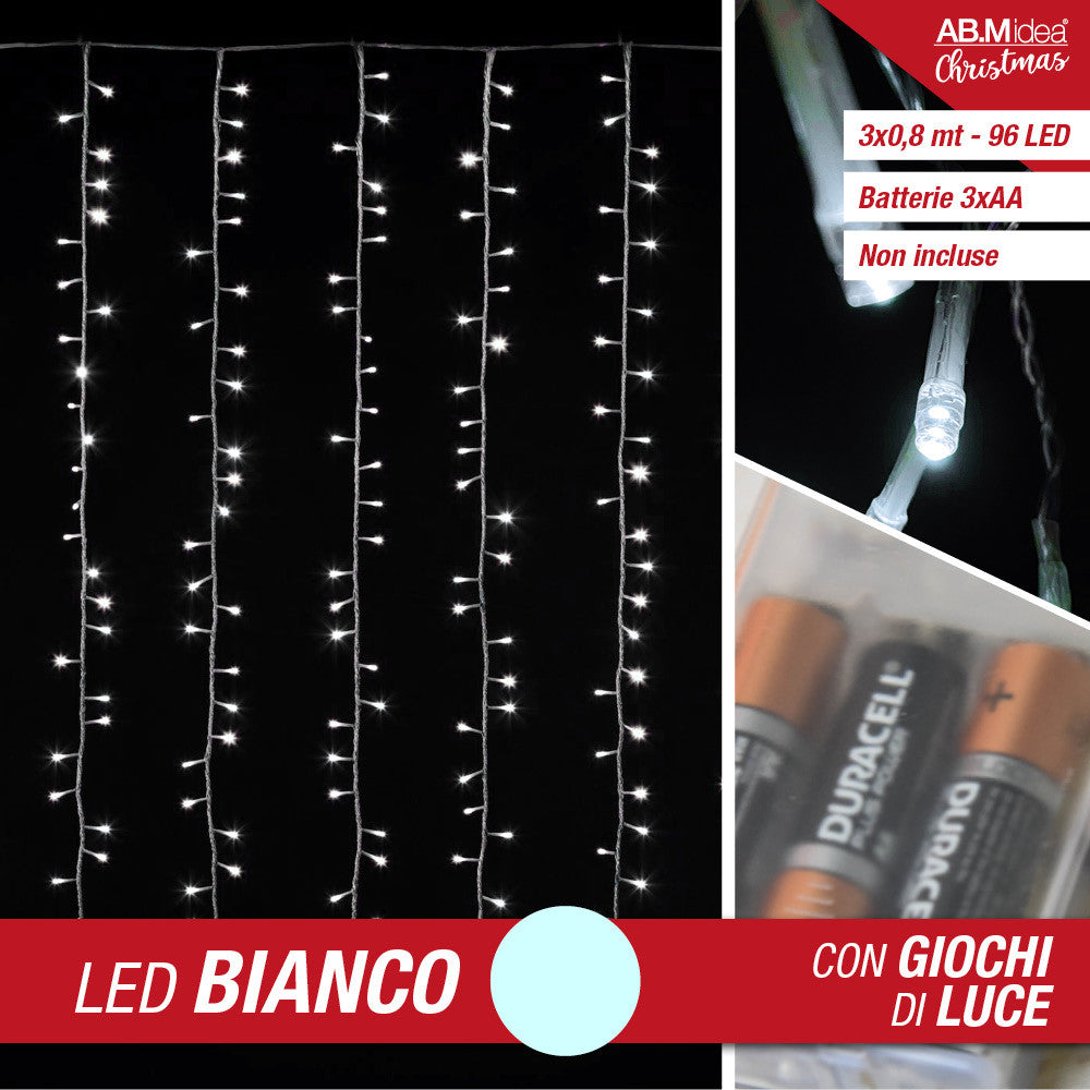Ab.M Tenda 96 Led Bianco Mt.3X08 Cavo Trasp. C/Giochi