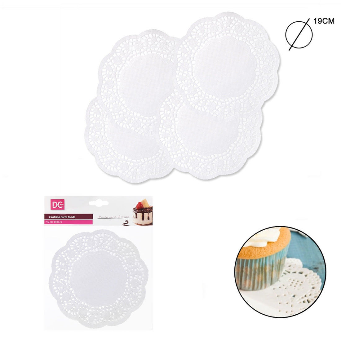 Dc Casa - Centrino Carta Tondo 19Cm Bianco