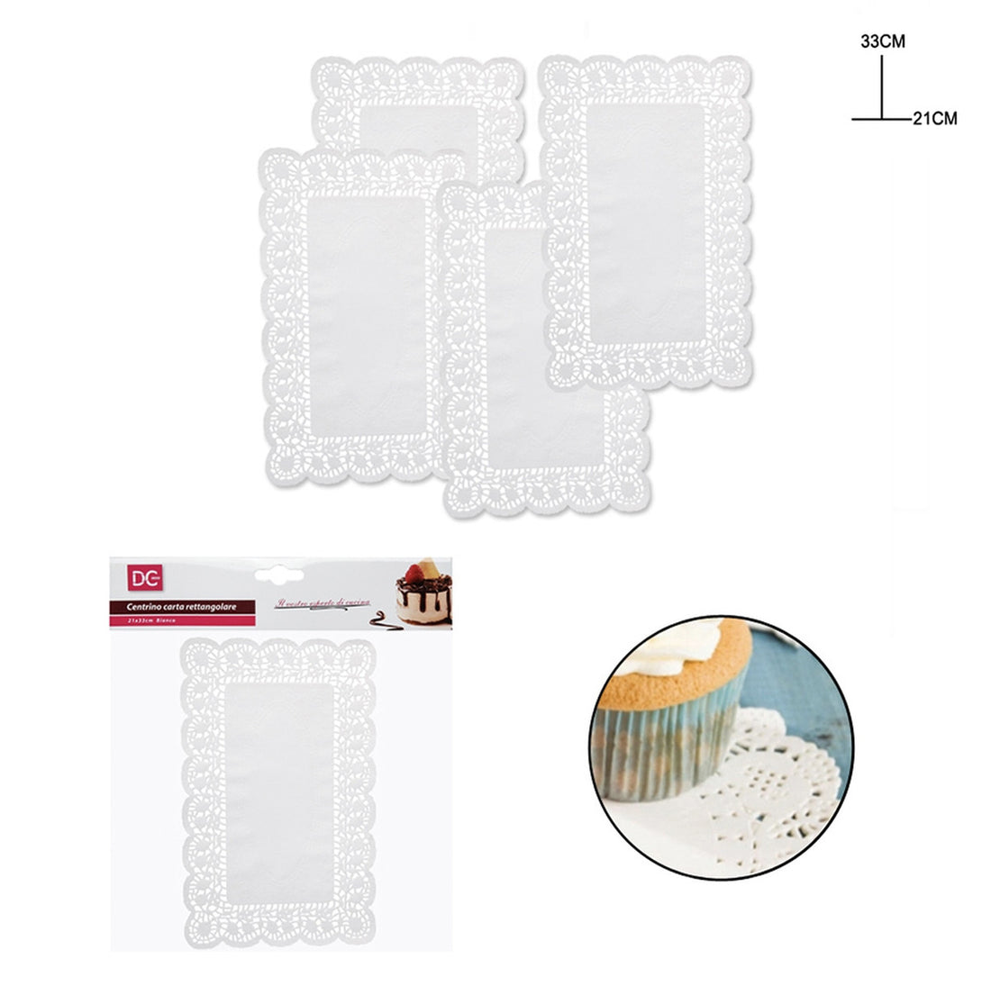 Dc - Centrino Carta Rettangolare 21X33Cm Bianco